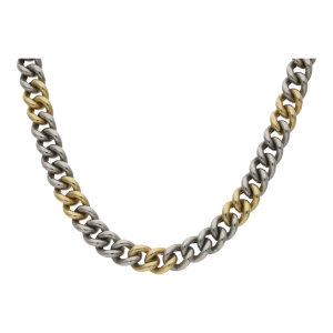 Platin-Gold halbmassivkette Bicolor Gold 750 Platin 950...
