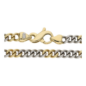 Platin-Gold halbmassivkette Bicolor Gold 750 Platin 950...