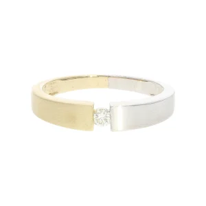 Diamantring Bicolor Gold 375 ca.0,08 Carat Brillant...