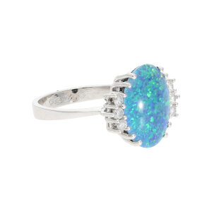 Weißgoldring mit Opal Triplette und Brillanten...