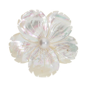 Brosche Perlmut Blume Silber 925 mit Perle 25326645...