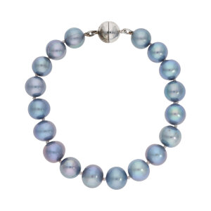 Damenarmband Süßwasserzuchtperle blau grau...