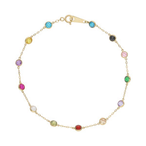 Damen Armband 585 Gold bunte Steine getragen 25326654...