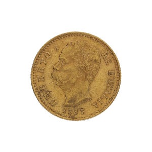 Goldmünze 6,4 Gramm Gold 900 Umberto I. 20 Lire...