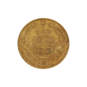 Goldmünze 6,4 Gramm Gold 900 Umberto I. 20 Lire...