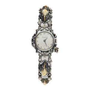 Trachtenuhr Bergland echt Silber Grandel Handaufzug...