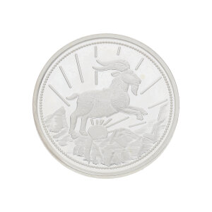 Silber Medaille Malachit Steinbock 999 Feinsilber 26 mm...