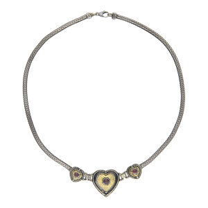 Trachten Collier Silber 835 mit Granat, Herzen Elementen...