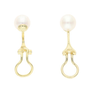 Akoyazuchtperlen Ohrclips 585 Gold Damen getragen...
