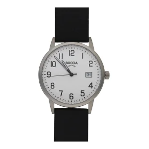 Boccia Herren Armbanduhr Titan, Leder schwarz 3654-03