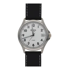 Boccia Armbanduhr Herren Titan, Leder schwarz 3678-01