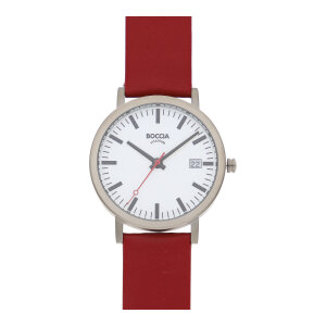 Boccia Armbanduhr Classic 3670-03 Titan, Leder, Rot