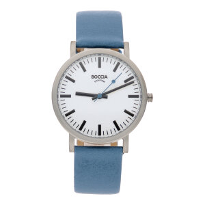 Boccia Armbanduhr Unisex blau Titan, Leder 3651-24