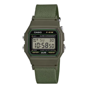 Casio Armbanduhr F-91WF-3AEF mit Textilband Grün, Resin