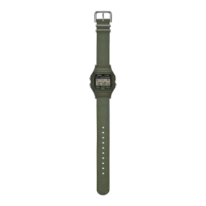 Casio Armbanduhr F-91WF-3AEF mit Textilband Grün, Resin