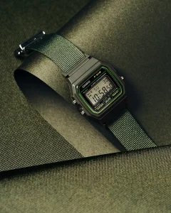 Casio Armbanduhr F-91WF-3AEF mit Textilband Grün, Resin