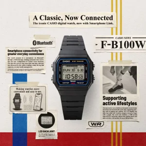 Casio Armbanduhr Timeless Collection F-B100W-1AEF Bluetooth, Schrittzähler