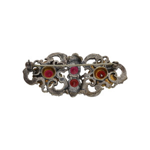 Trachten Brosche Silber 835 goldplattiert, Granat...