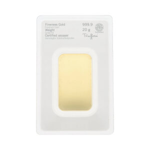 Goldbarren Heraeus 20 Gramm Feingold 999,9 zertifiziert,...