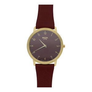 Boccia Damen Uhr Trend Titan goldplattiert Lederband...