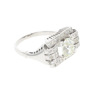 Vintage Diamantring 750 Weißgold Damen ca. 1,6 ct...