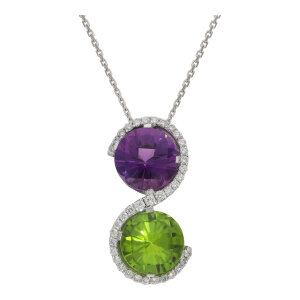 Kettenanhänger Peridot, Amethyst, Brillanten...
