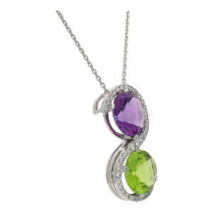 Kettenanhänger Peridot, Amethyst, Brillanten...