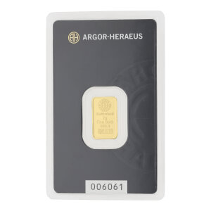 Goldbarren 2 Gramm Argor-Heraeus Feingold 999,9...