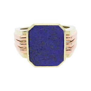 Siegelring 585 Gold-Rotgold Lapislazuli massiv getragen...