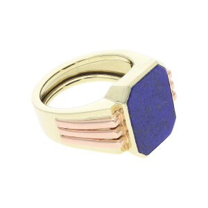 Siegelring 585 Gold-Rotgold Lapislazuli massiv getragen...