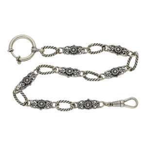 Taschenuhrkette Antik 835 Silber geschwärzt Damen...
