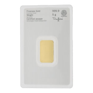 Goldbarren 5 Gramm Heraeus Feingold 999,9 zertifiziert...