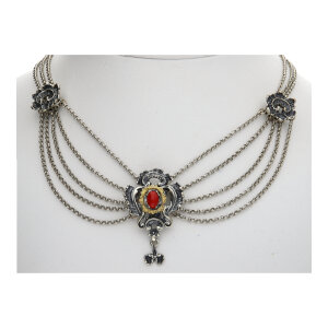 Trachten Collier Damen 800 Silber geschwärzt Koralle...