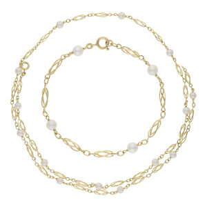 Set Y-Kette und Armband Gold 585 Perlen 25326763 Second...