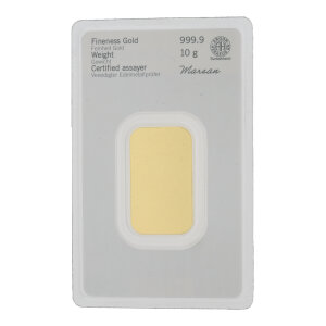 Goldbarren 10 Gramm Heraeus Feingold 999,9 zertifiziert...