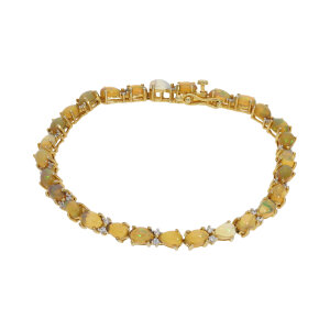 Silber Armband 925 goldplattiert Opale Tropfen und Ovale...