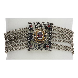 Kropfkette Silber 925 Teil vergoldet Granat 25326777...