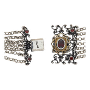 Kropfkette Silber 925 Teil vergoldet Granat 25326777...