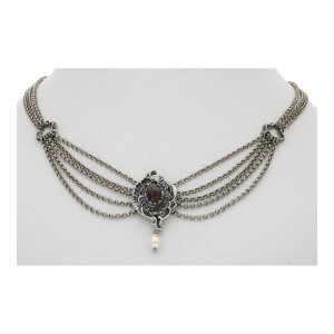 Trachtencollier Damen 835 Silber SWP Granat getragen...