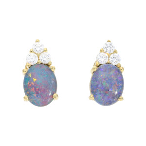 Opal Ohrstecker Damen 333 Gold Zirkonia getragen 25326788...