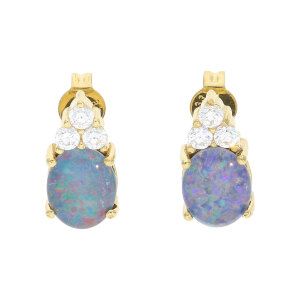 Opal Ohrstecker Damen 333 Gold Zirkonia getragen 25326788...