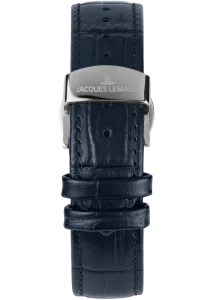 Jacques Lemans Herrenuhr Derby blau Leder, Edelstahl 1-2213F