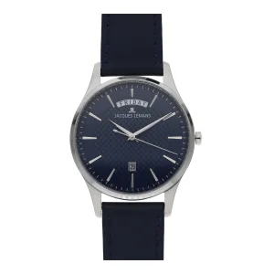 Jacques Lemans Herrenuhr London dunkelblau Leder,...