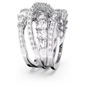 Swarovski Hyperbola Ring 5584650 Verschiedene Schliffe, Weiß, Rhodiniert, Gr. 52