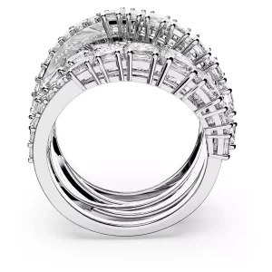 Swarovski Hyperbola Ring 5584650 Verschiedene Schliffe, Weiß, Rhodiniert, Gr. 52