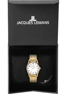 Jacques Lemans London Damen Uhr Zugband 1-2223E massiv Edelstahl IP-Gold