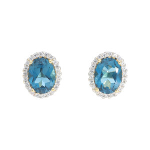 Ohrstecker 333 Gold Blau Topas London Blue Damen Zirkonia...