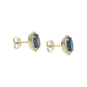 Ohrstecker 333 Gold Blau Topas London Blue Damen Zirkonia...