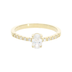 Verlobungsring 333 Gold Oval Damen Zirkonia JL39-07-0903...