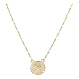Damen Kette Gold 585 mit Anhänger rund Zirkonia...